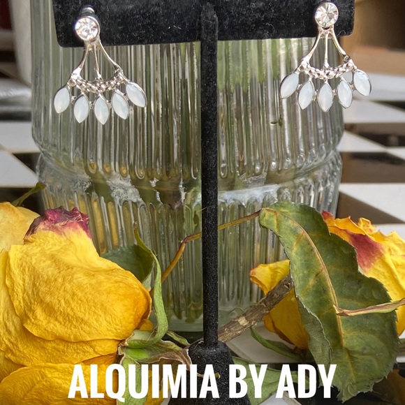 Alquimia Jewelry - Alquimia white gold pave and opals studs earrings